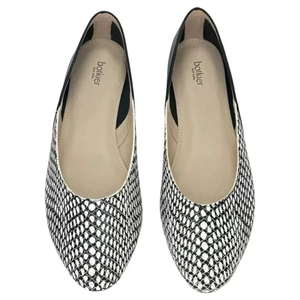 Botkier Britt Womens Flats 5.5M Leather Snake Print Slip On